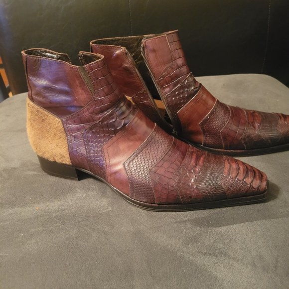 Jo Ghost size 45/Us12 brown leather snake and crock print main image 8